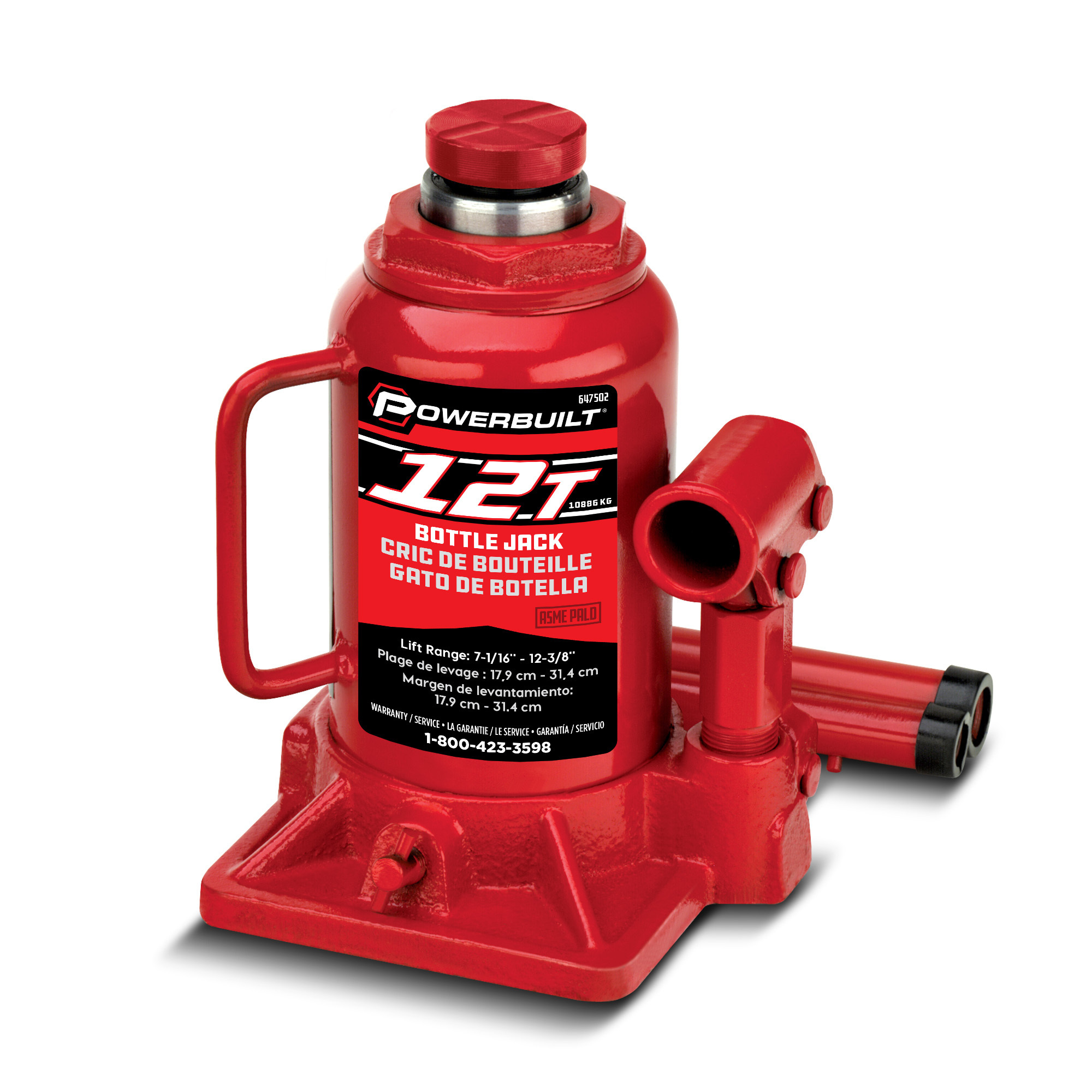 Pwerbuilt, 12 Ton Shorty Bottle Jack, Model # 647502
